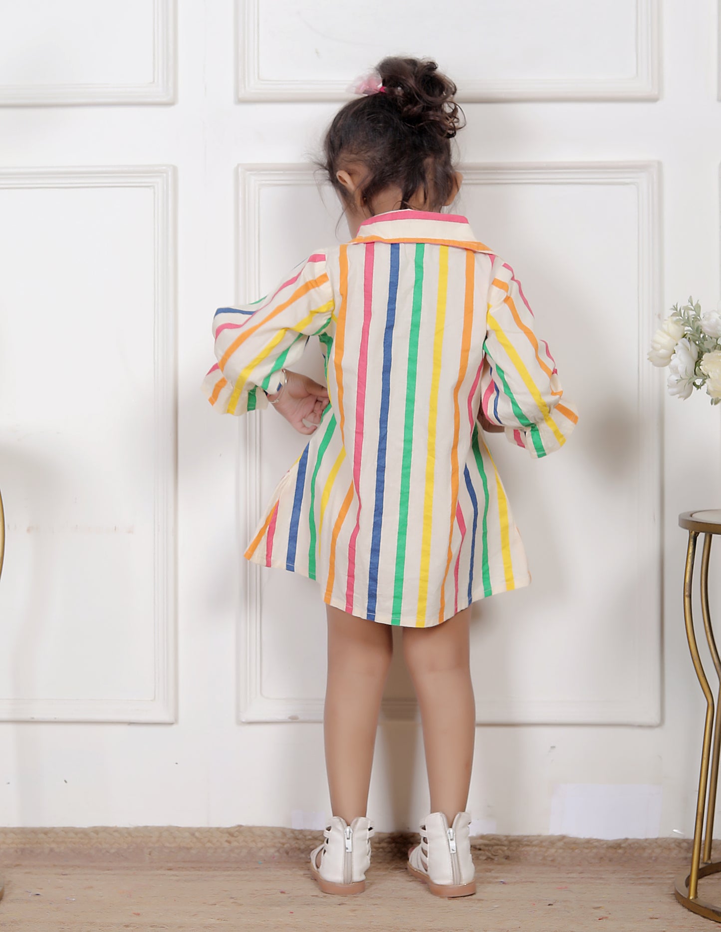 Rainbow Striped Shirt Dress