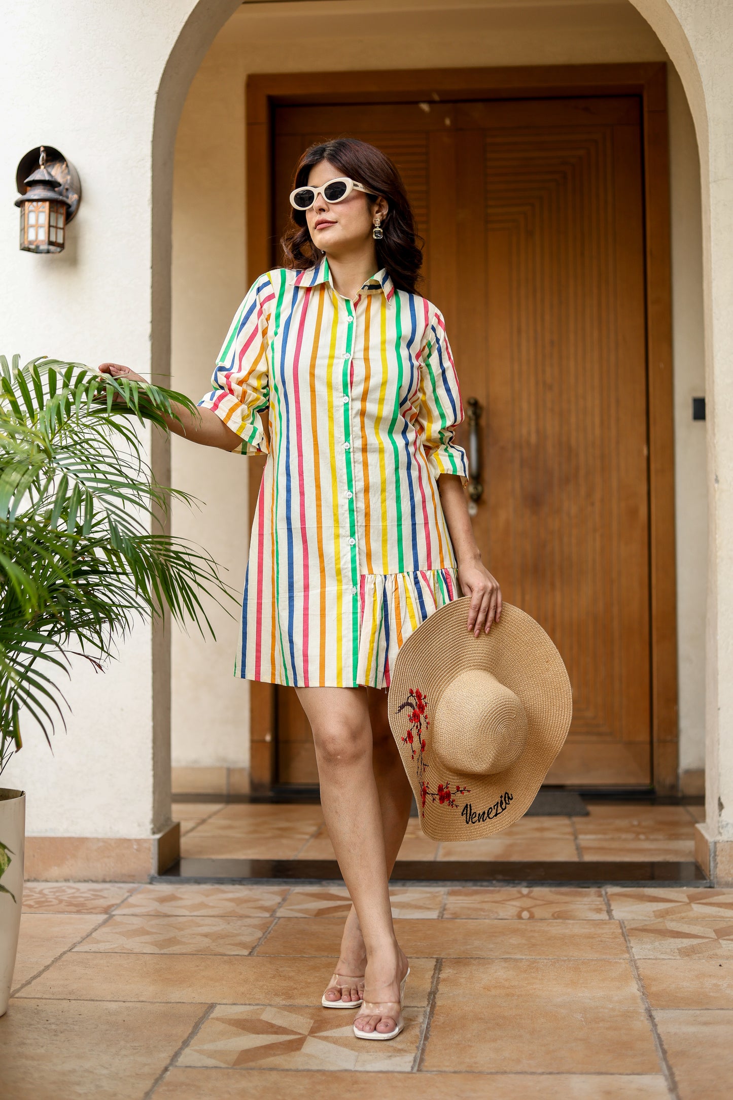 Rainbow Stripe Shirt Dress – Casual Chic