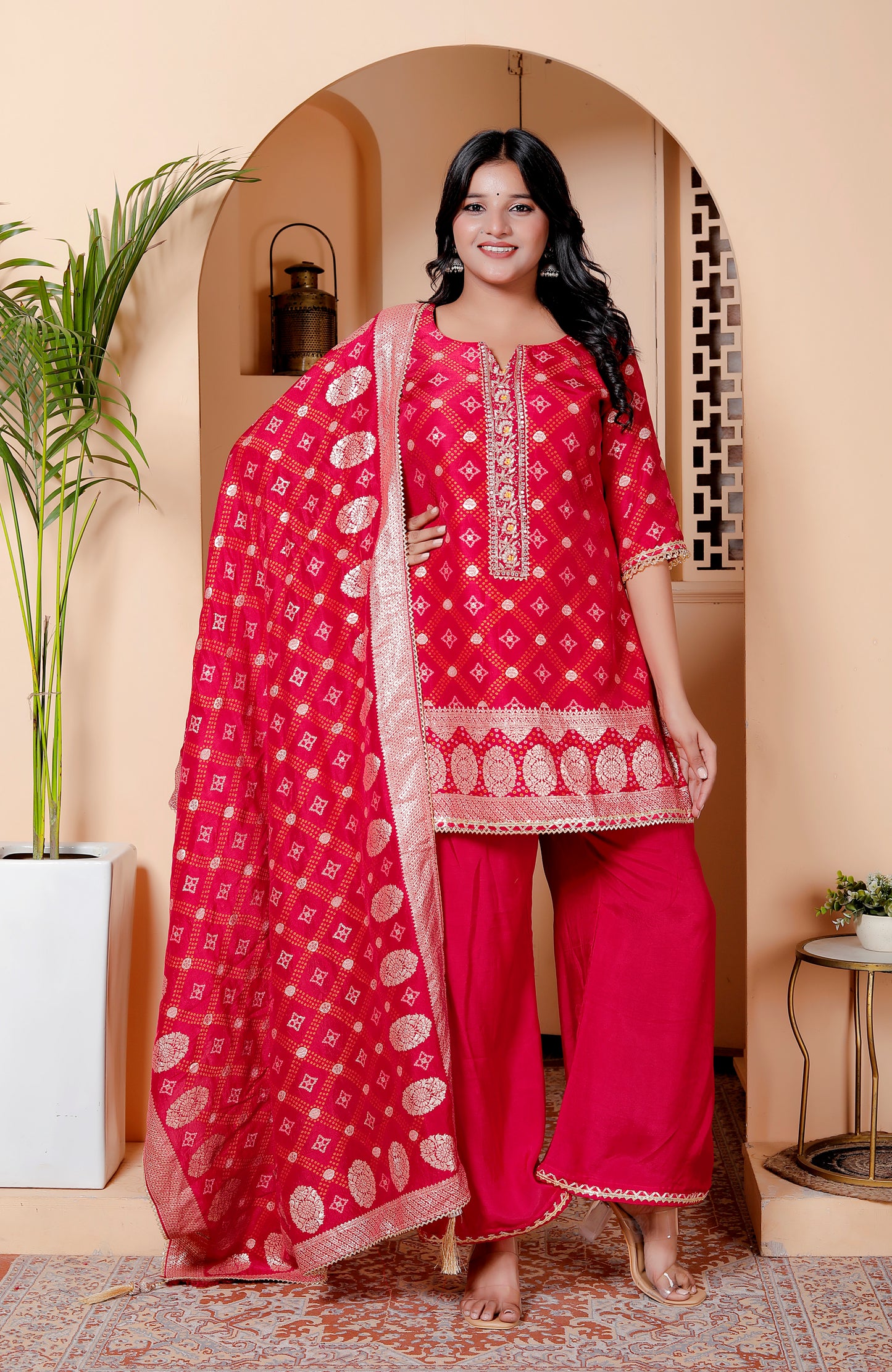 Red Embroidered Kurta Set with Dupatta