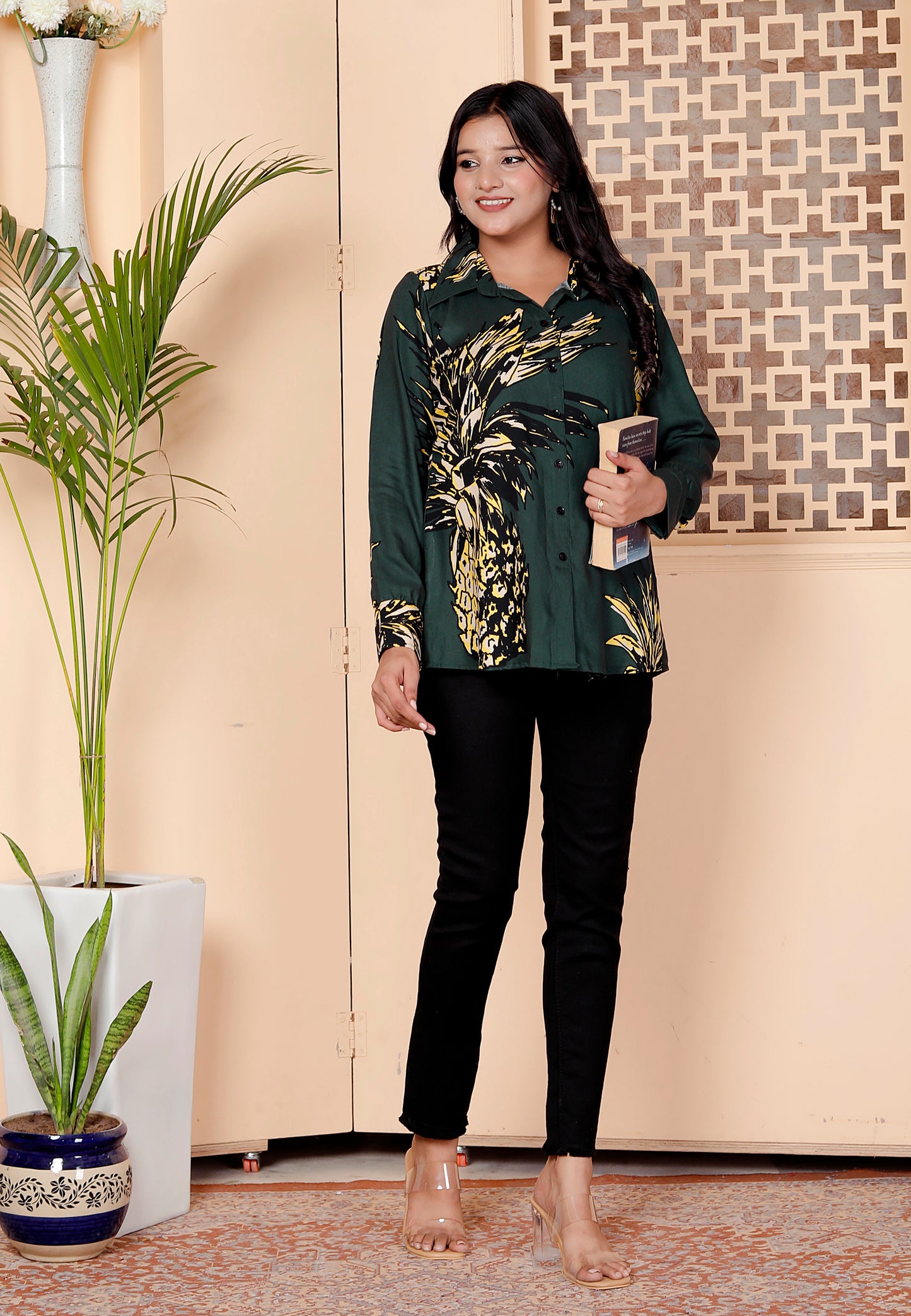 Emerald Green Abstract Printed Shirt