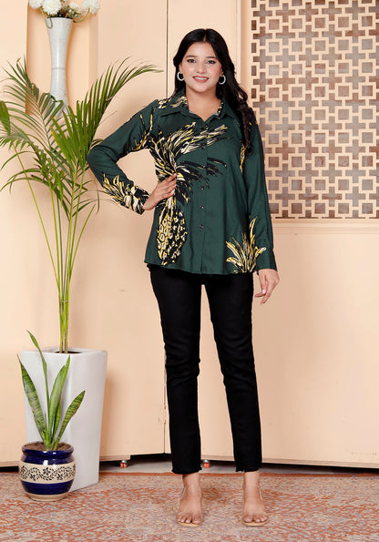Emerald Green Abstract Printed Shirt